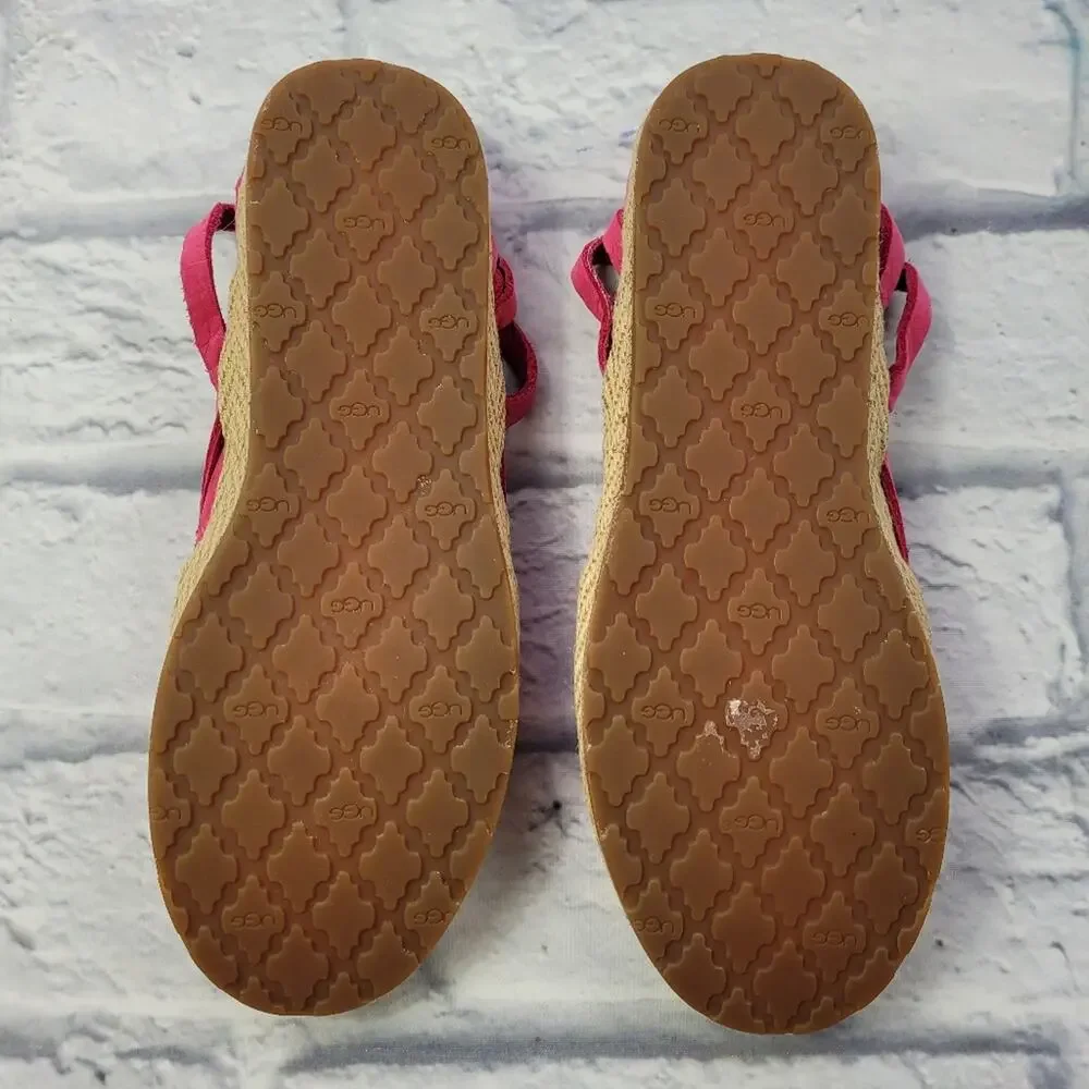 UGG Bright Barbiecore Pink Suede Tippie Espadrilles size 6